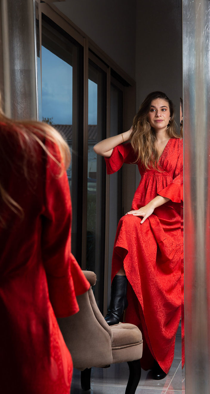 robe rouge miroir mode carole doussin photographe